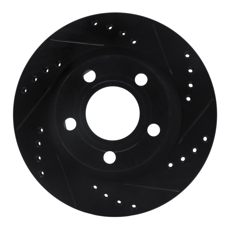 Audi A6 Brake Rotor (1) - Rear Right - R1 Concepts - Drilled & Slotted - Black - `99-`05